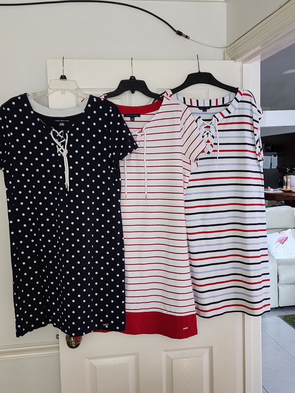 Womens Lace-Up Nautical Stripe Dress - Navy/White/Red By Tommy Hilfiger
